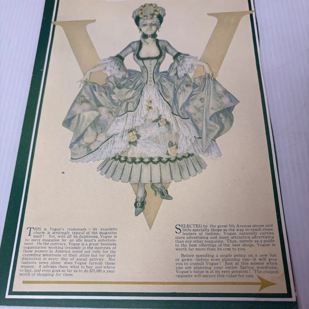 Vintage 1910s Vogue Magazine & Hamilton Watch Print Advertising Lot of 2 Ads
